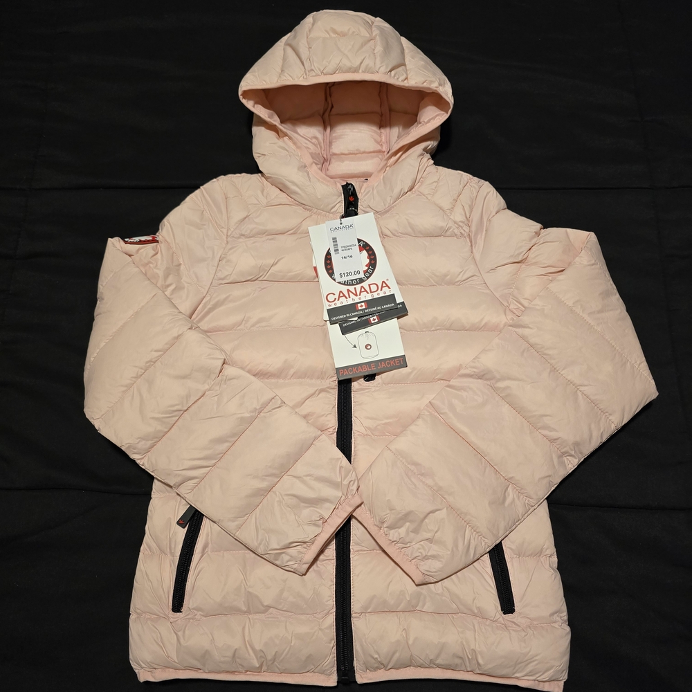 Canada Weathergear Girls Packable Puffer Coat Pink NWT Size Large‎